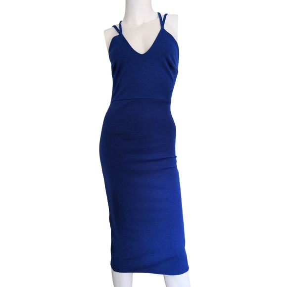 Y2K Bodycon Midi Dress 2 Strappy Going Out Party Clubwear Date Night Stretch - Picture 1 of 3